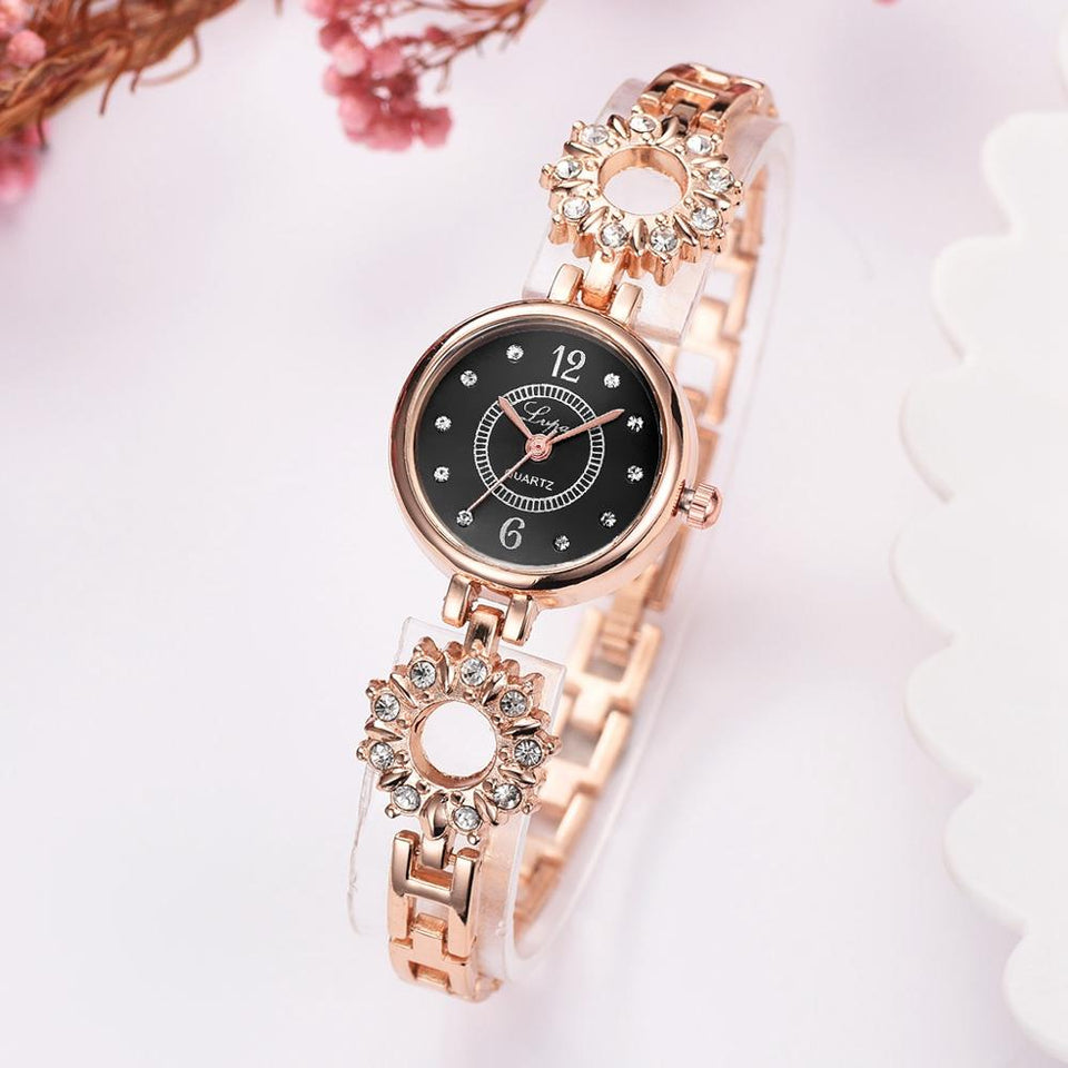 Women Bracelet Watch Rose Gold Diamond Fashion Luxury Ladies