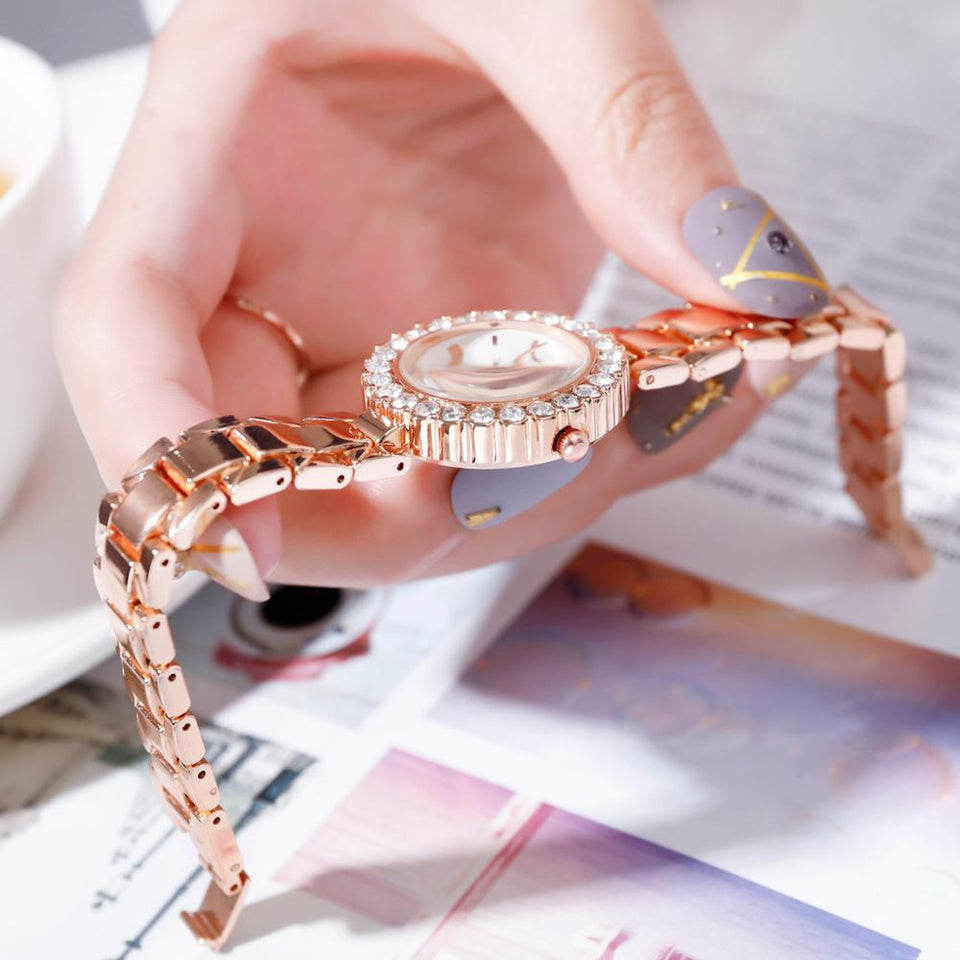 2pc/set Luxury Watches Rose Gold Diamond