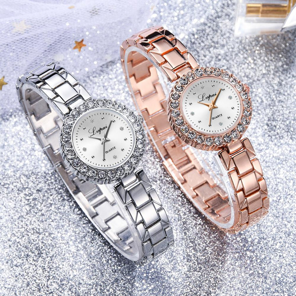 2pc/set Luxury Watches Rose Gold Diamond