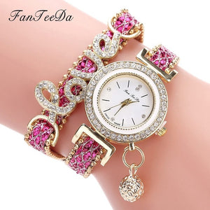 Ladies Love Leather Strap Rhinestone Luxury Fashion