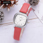 Exquisite Red Leather Strap Luxury Square