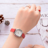 Exquisite Red Leather Strap Luxury Square