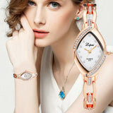 Luxury Quartz-Watch Ladies Oval Crystal Dress