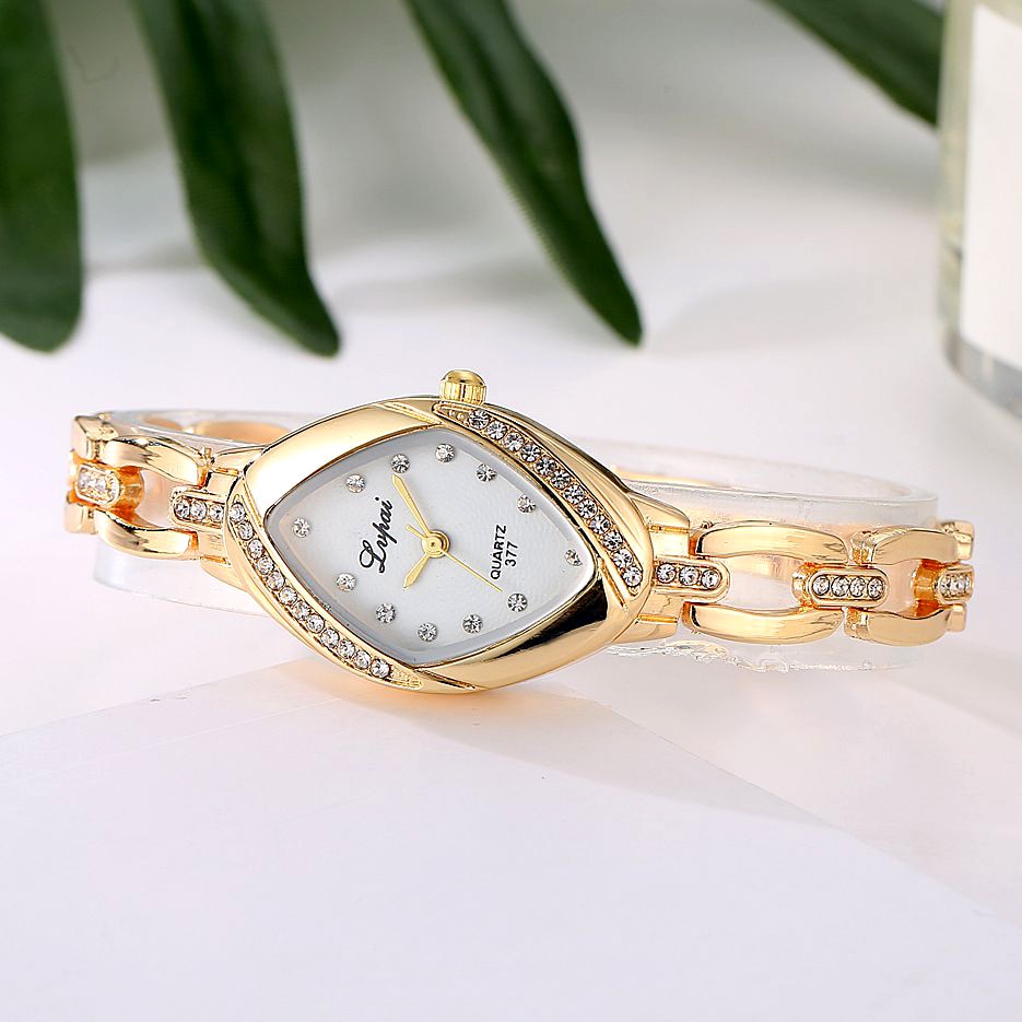 Luxury Quartz-Watch Ladies Oval Crystal Dress