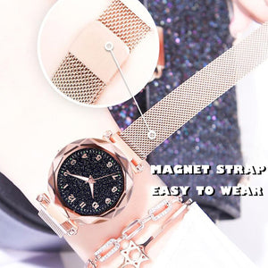 Luxury Luminous Women Watches Starry Sky Magnetic Ladies