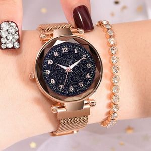 Luxury Luminous Women Watches Starry Sky Magnetic Ladies