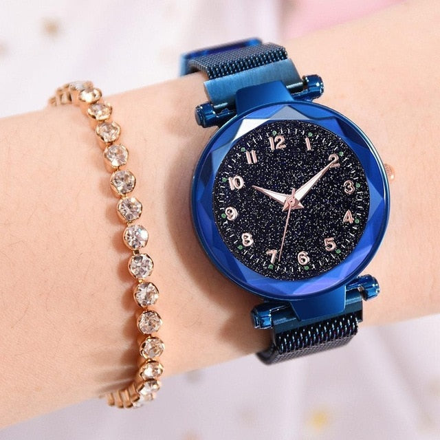 Luxury Luminous Women Watches Starry Sky Magnetic Ladies