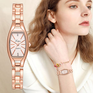 Rose Gold Casual Quartz Ladies Bracelet Wristwatches