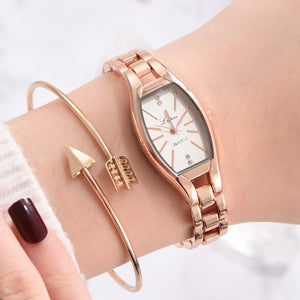 Rose Gold Casual Quartz Ladies Bracelet Wristwatches