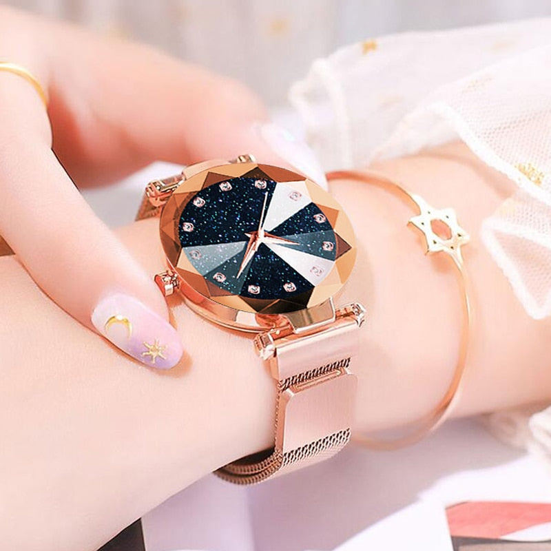 Luxury Rose Gold Women Watches Diamond Ladies