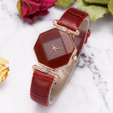 Gem Cut Geometry Crystal Leather Watch Ladies