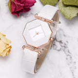 Gem Cut Geometry Crystal Leather Watch Ladies