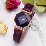 Gem Cut Geometry Crystal Leather Watch Ladies