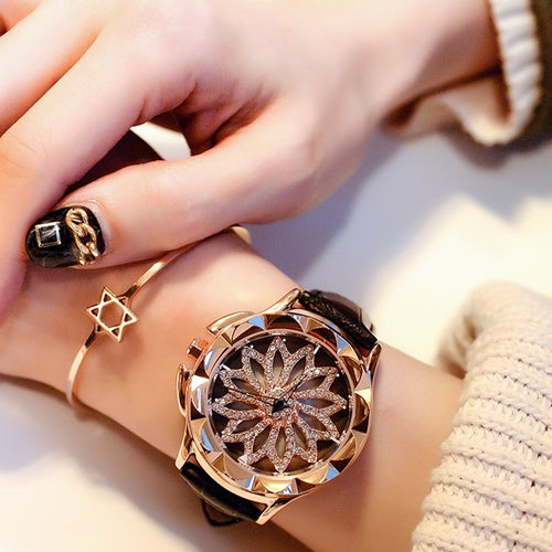 Rose Gold Unique Dial Design Luxury Bracelet Ladies