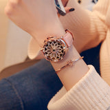 Rose Gold Unique Dial Design Luxury Bracelet Ladies