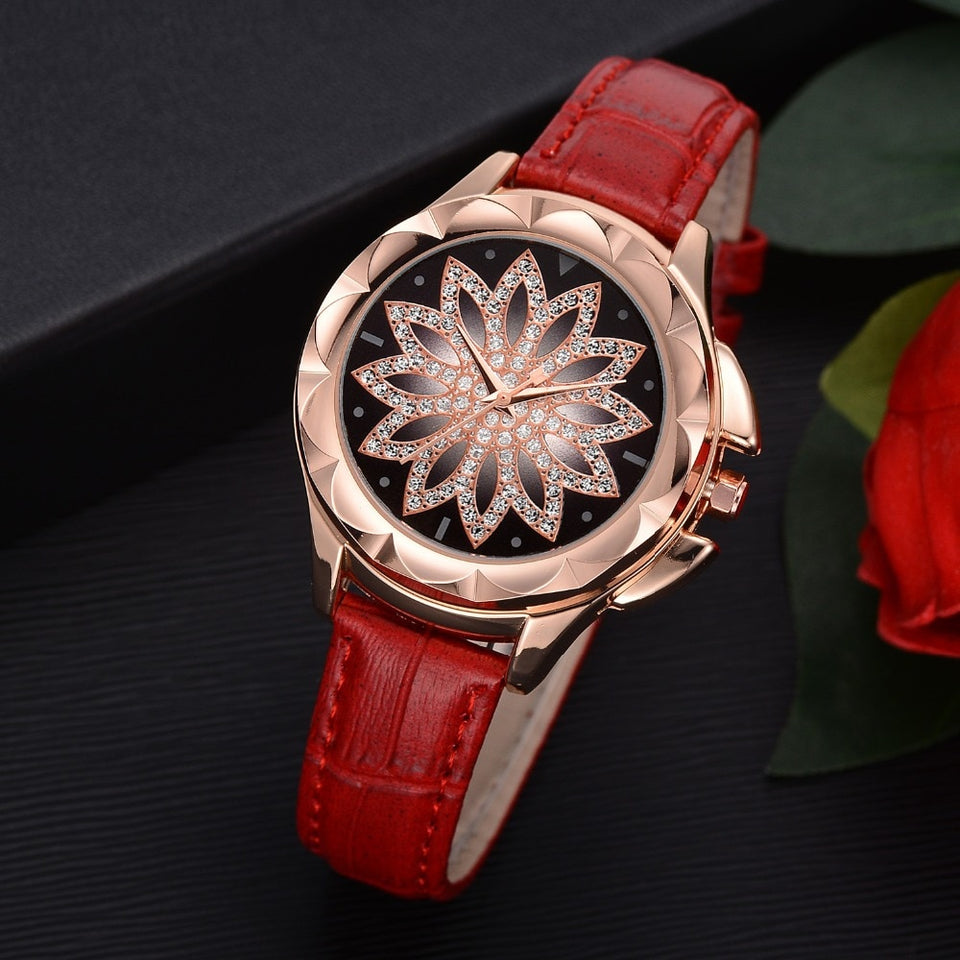 Rose Gold Unique Dial Design Luxury Bracelet Ladies